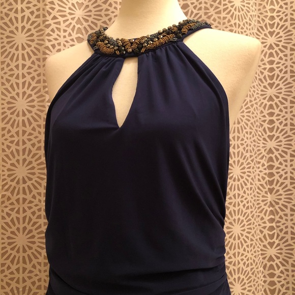 NWT Laundry by Shelli Segal Long Beaded Blue Dress - Picture 13 of 15